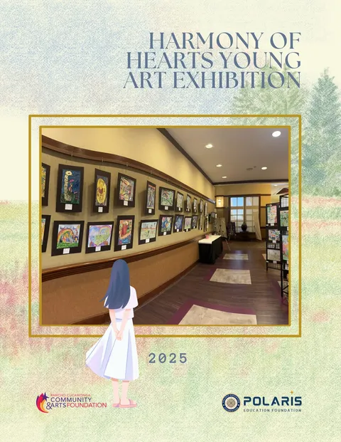 Cover of the 2025 artbook — a girl in a white dress stands before the exhibition hall.
